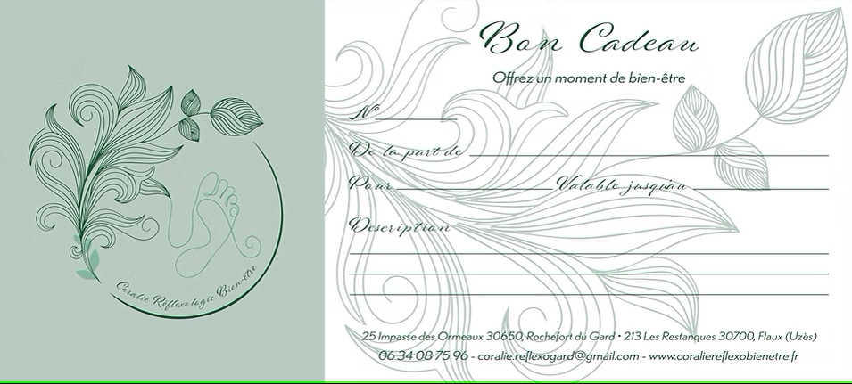 bon cadeau ticket à imprimer bon cadeau Cabinet Coralie réflexologie bien-être